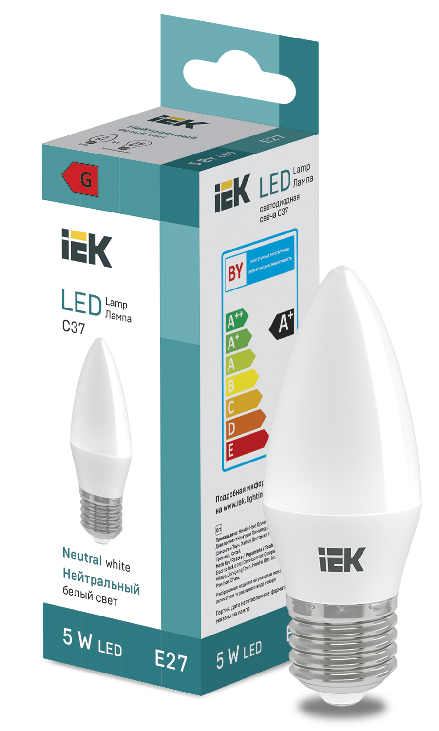 LED Candle C37 400lm 4000K E27 IEK