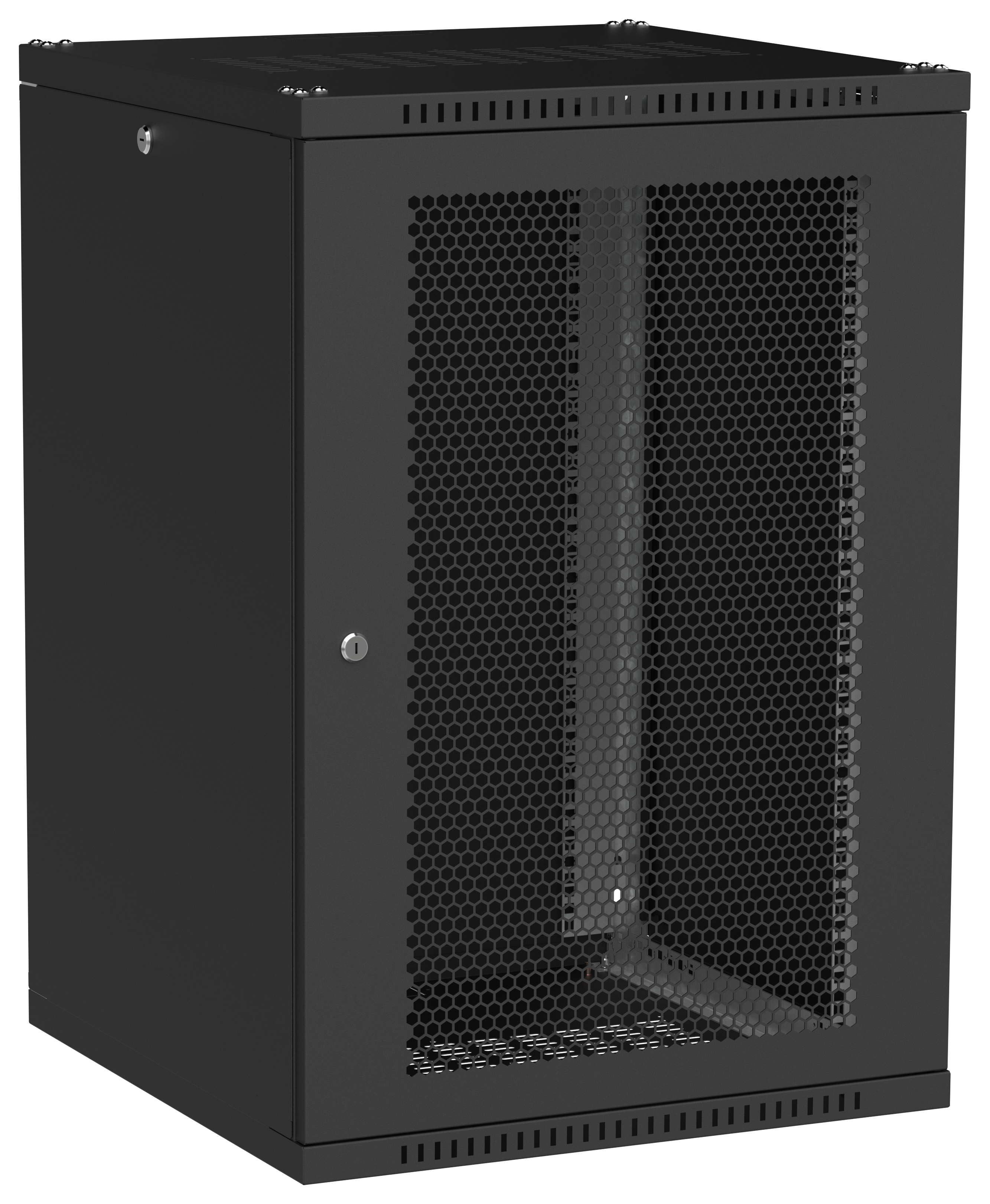 Шкаф настенный 19" 18U 600х650мм перфорированная дверь черный GENERICA