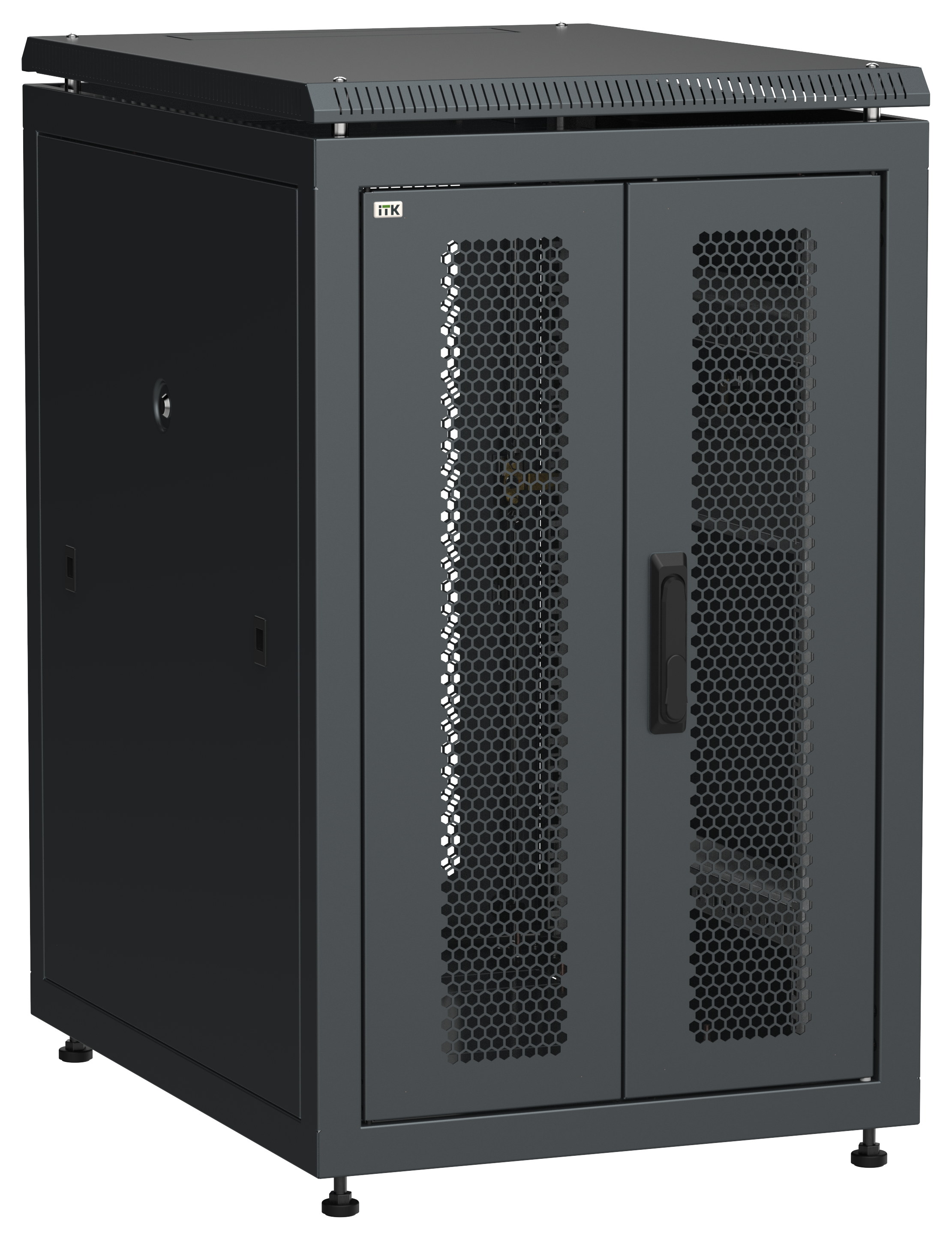 ITK LINEA N Шкаф сетевой 19" 18U 600х800мм двери передняя перфорированная задняя двустворчатая перфорированная черный