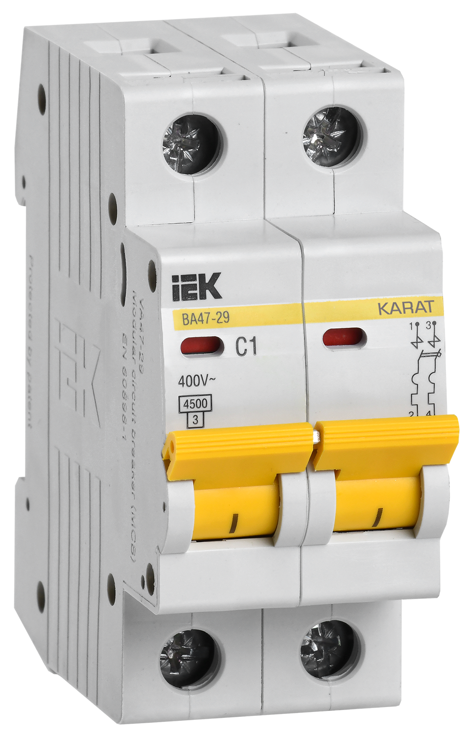 KARAT Автоматический выключатель ВА47-29 2P C 1А 4,5кА IEK