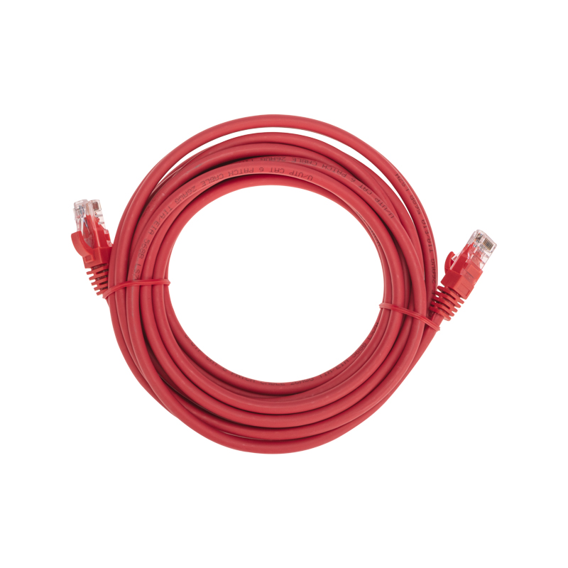 Шнур коммутационный патч-корд U/UTP, CAT 6, RJ45-RJ45, 26AWG, LSZH, красный, 5м REXANT
