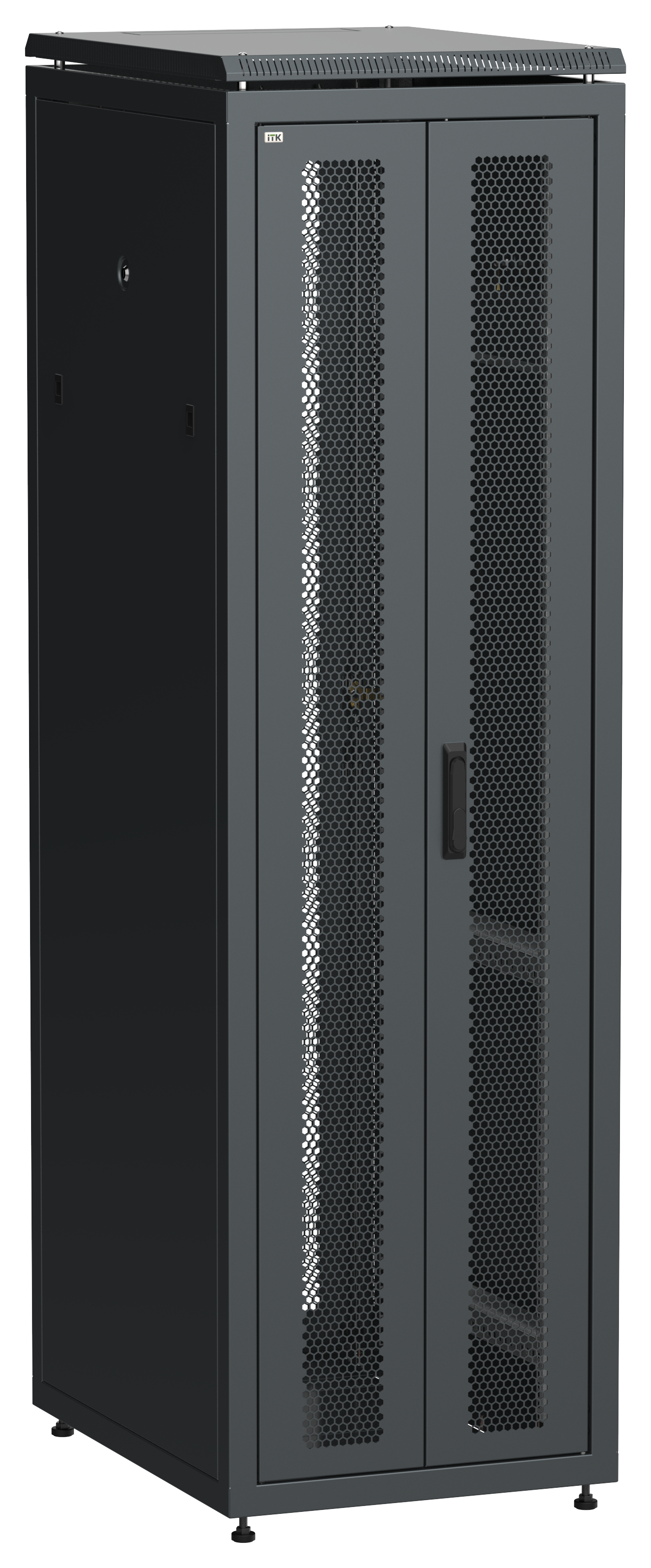 ITK LINEA N Шкаф сетевой 19" 42U 600х800мм двери передняя перфорированная задняя двустворчатая перфорированная черный