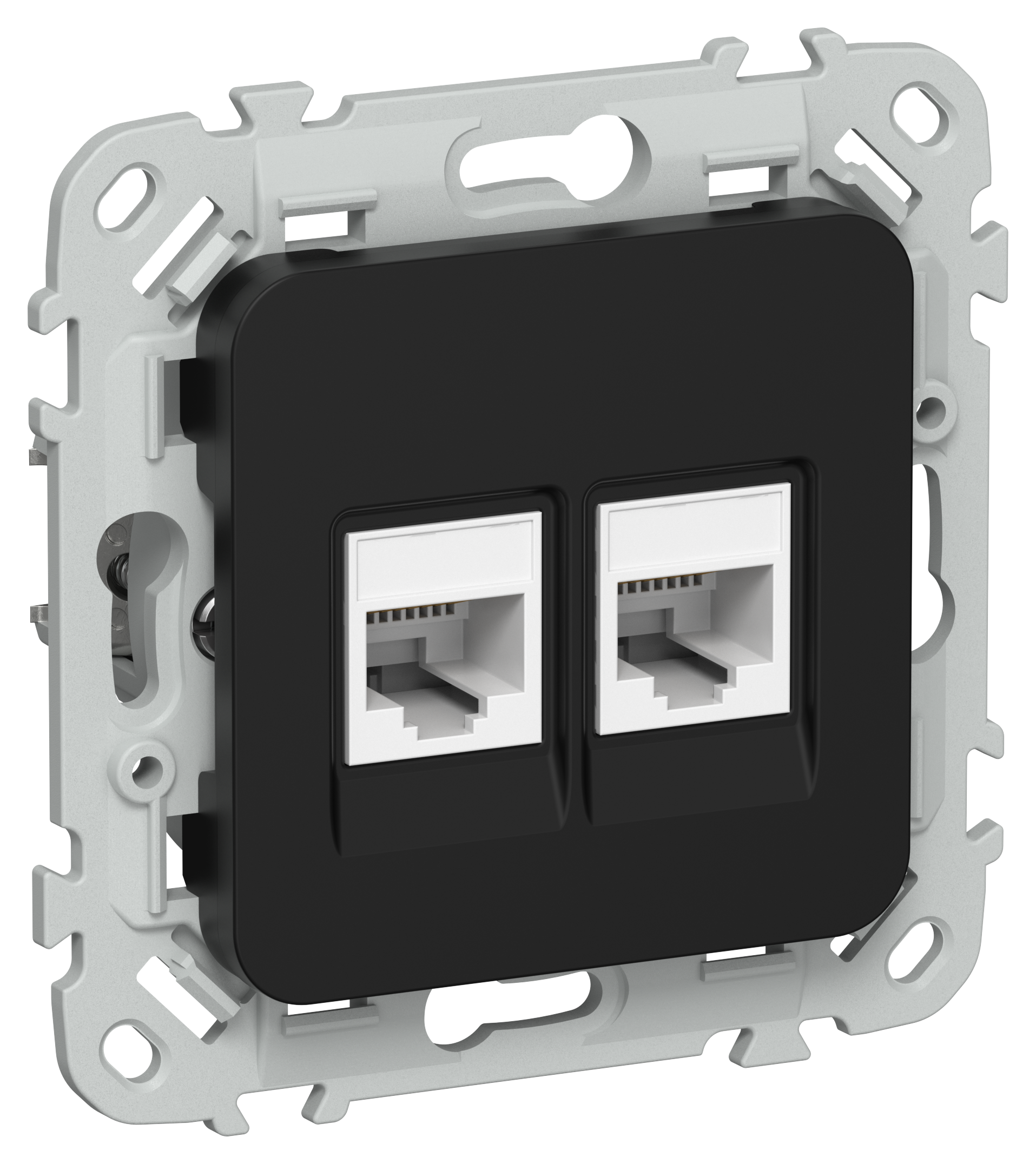 FLITE Розетка 2-местная RJ45/RJ11 категория 5Е/3 UTP РКТ5е/3-2-0-ФлЧ черный IEK