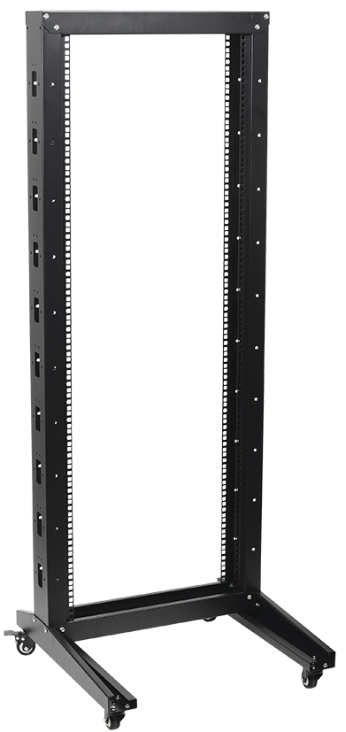 ITK Стойка открытая монтажная однорамная LINEA F 42U 600x600мм на роликах черная