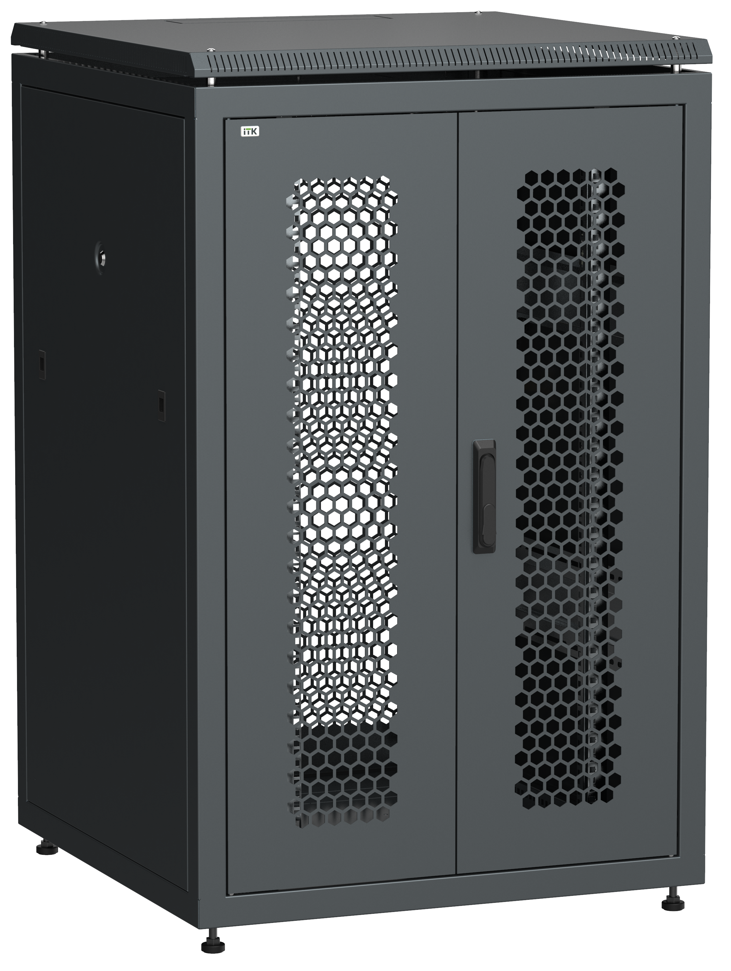 ITK LINEA N Шкаф сетевой 19" 24U 800х800мм двери передняя перфорированная задняя двустворчатая перфорированная черный