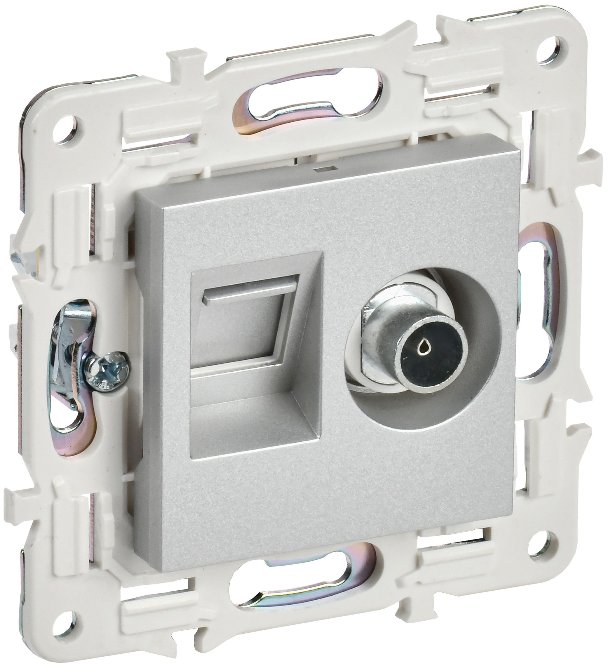 SKANDY Розетка двойная TV+RJ11 SK-A16S серебряный IEK