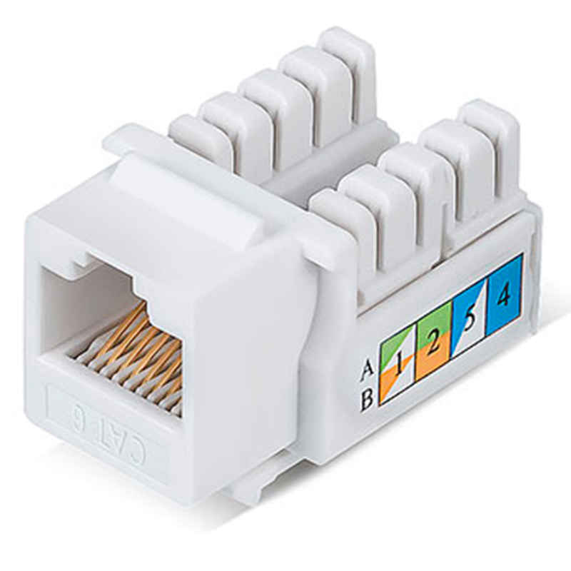 Модуль Keystone Jack RJ-45 CAT 6 неэкранированный 110 IDC тип 90 градусов, белый REXANT