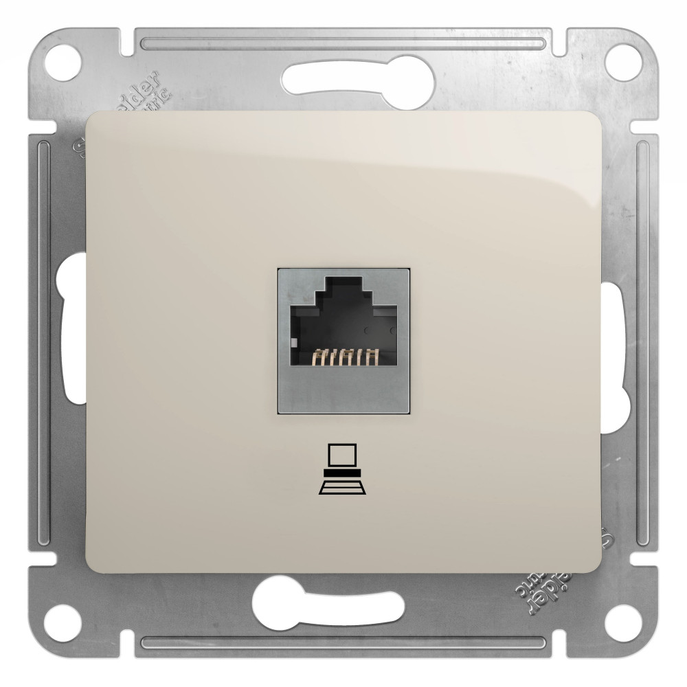 GLOSSA РОЗЕТКА компьютерная RJ45 кат.5Е, механизм, МОЛОЧНЫЙ