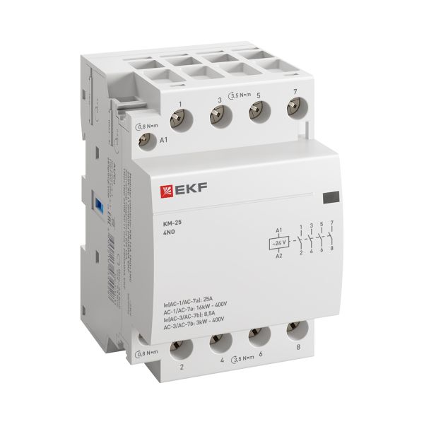 Контактор модульный КМ 25А 4NO 24В АС (3 мод.) PROXIMA EKF
