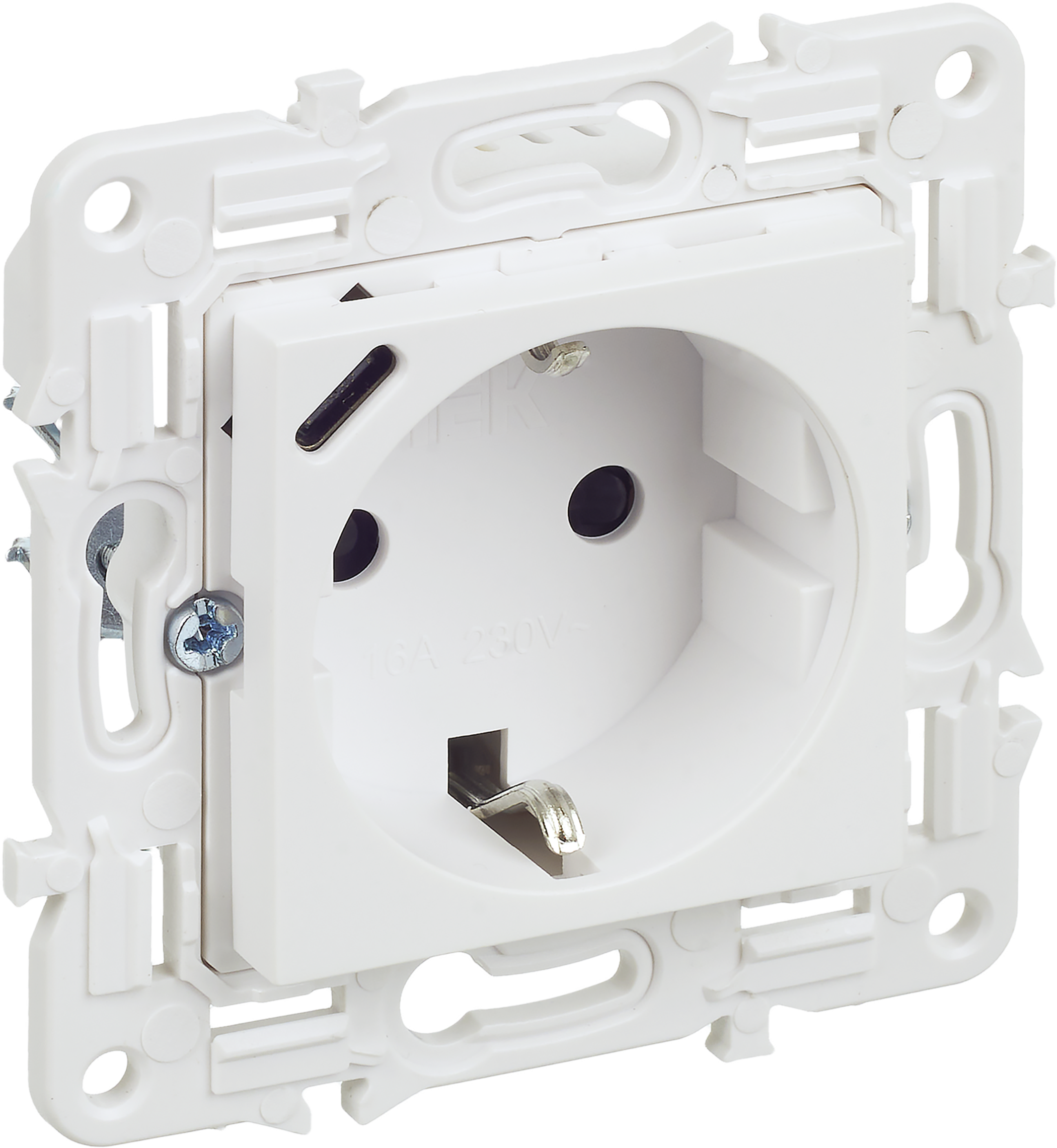 SKANDY Розетка с заземлением с защитными шторками 16А с USB C 18Вт SK-R17W арктический белый IEK