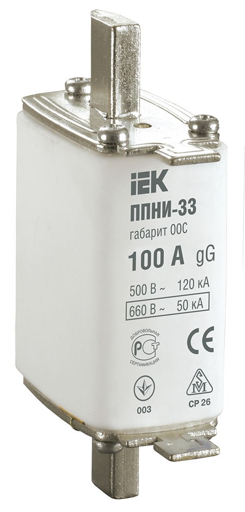 Плавкая вставка предохранителя ППНИ-33 габарит 00С 100А IEK
