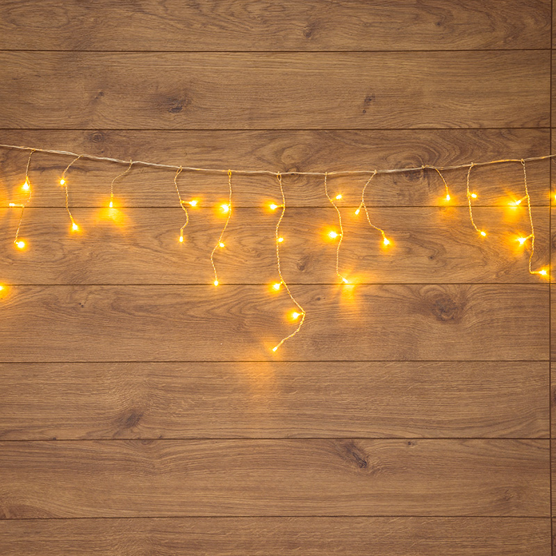 Гирлянда Бахрома (Айсикл), 1,8х0,5м, 48 LED ТЕПЛЫЙ БЕЛЫЙ, прозрачный ПВХ, IP20, свечение с динамикой, 230В, не соединяется