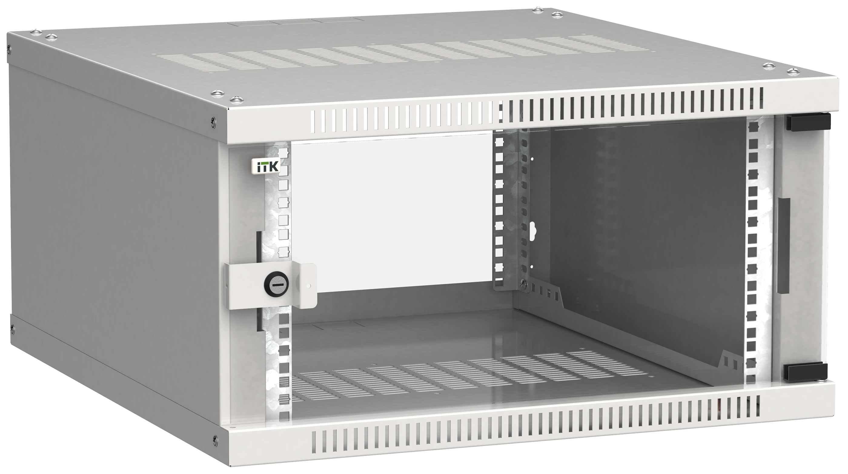 ITK Шкаф настенный LINEA WE 6U 600х650мм дверь стекло серый