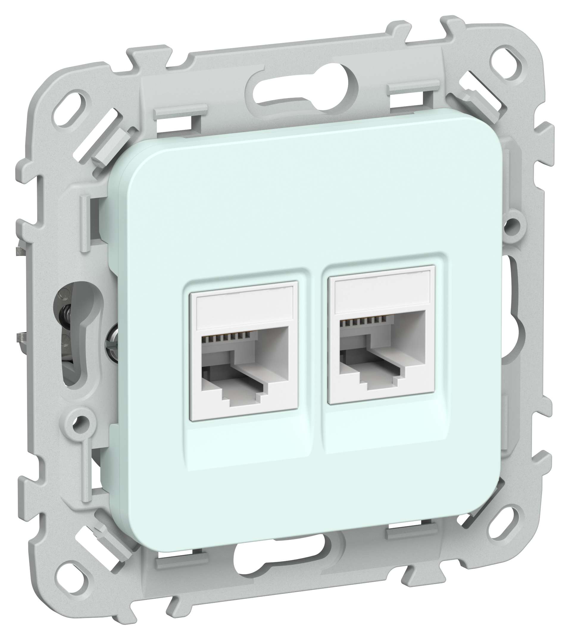 FLITE Розетка 2-местная компьютерная RJ45 категория 6 UTP РК6-2-0-ФлХЛ холодный лед IEK