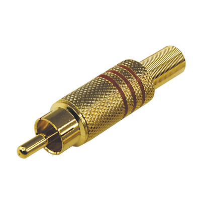 Разъем штекер RCA металл под винт ZN черный/красный GOLD PROCONNECT