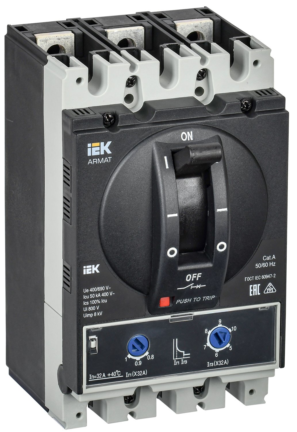 ARMAT Автоматический выключатель в литом корпусе 3P типоразмер A 50кА 32А расцепитель термомагнитный регулируемый IEK