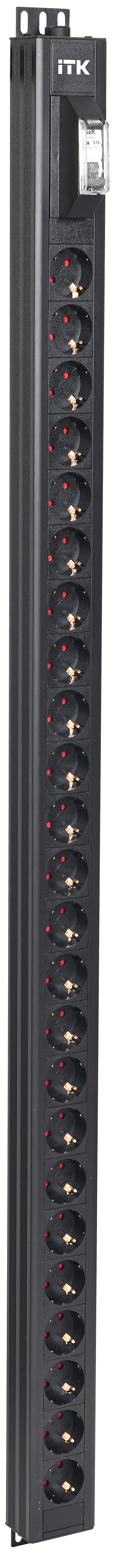 ITK BASE PDU вертикальный PV0102 30U 1 фаза 32А 24 розетки SCHUKO (немецкий стандарт) без кабеля с клеммной колодкой