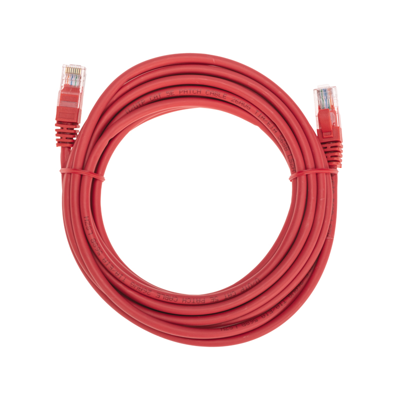 Шнур коммутационный патч-корд U/UTP, CAT 5e, RJ45-RJ45, 26AWG, LSZH, красный, 5м REXANT