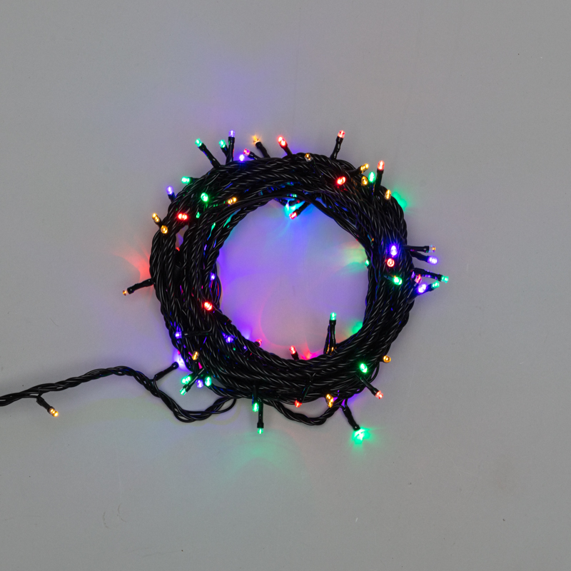 Гирлянда Нить управляемая 10м 100 LED МУЛЬТИКОЛОР (RGYB) черный ПВХ IP65 свечение с динамикой 230В нужен контроллер 217-204 NEON-NIGHT