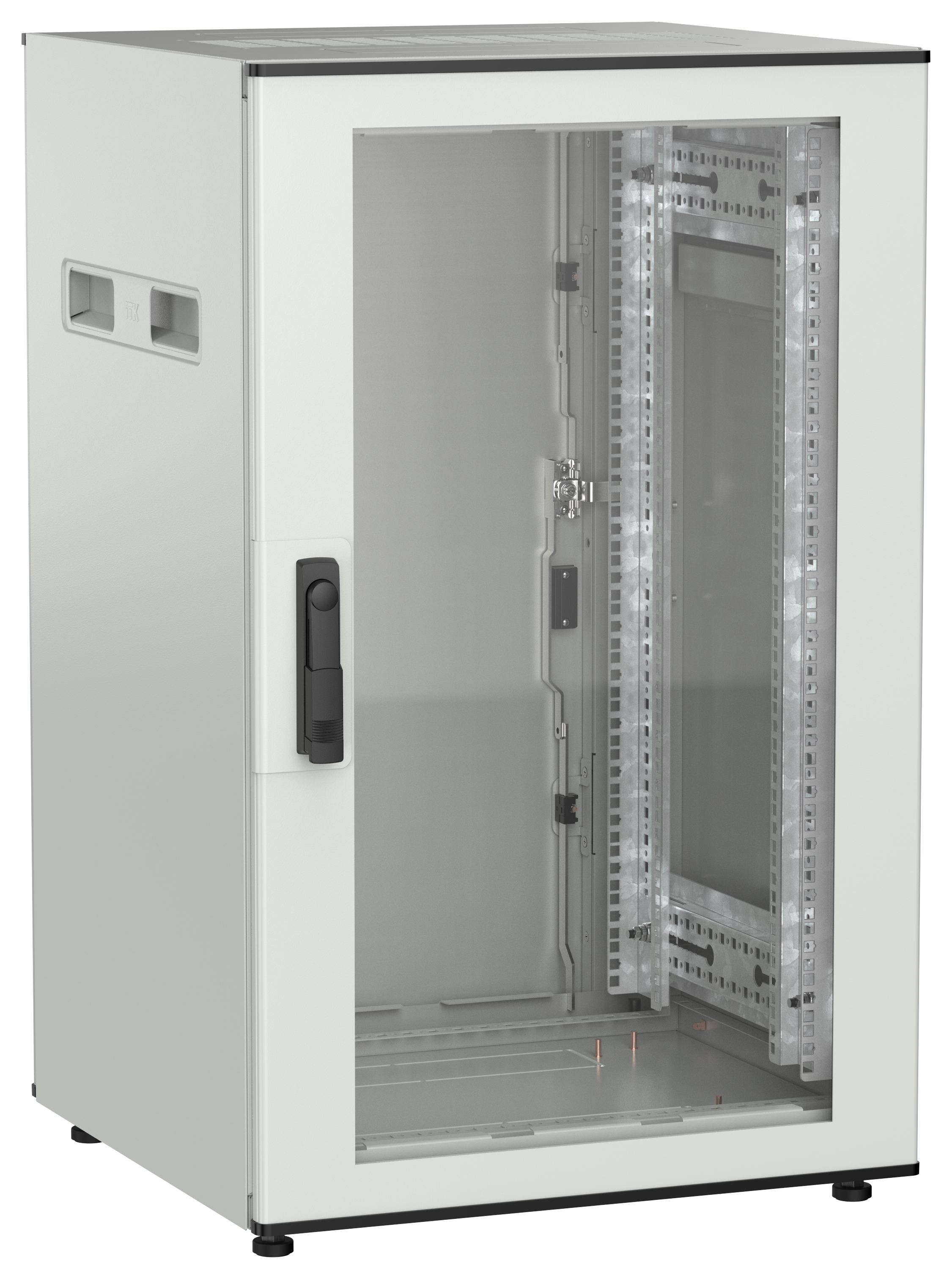 ITK UNITBOX N Шкаф сетевой 19" напольный 18U 600х600мм стеклянная передняя дверь задняя металлическая серый