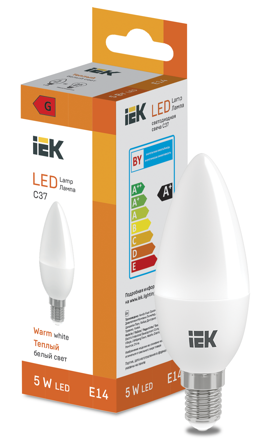 LED Candle C37 400lm 3000K E14 IEK