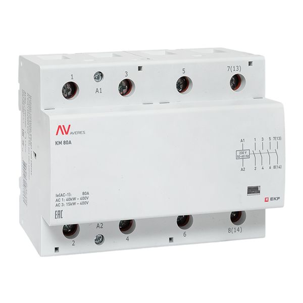 Контактор модульный КМ 80А 4NO 230В АС (6 мод.) AVERES EKF