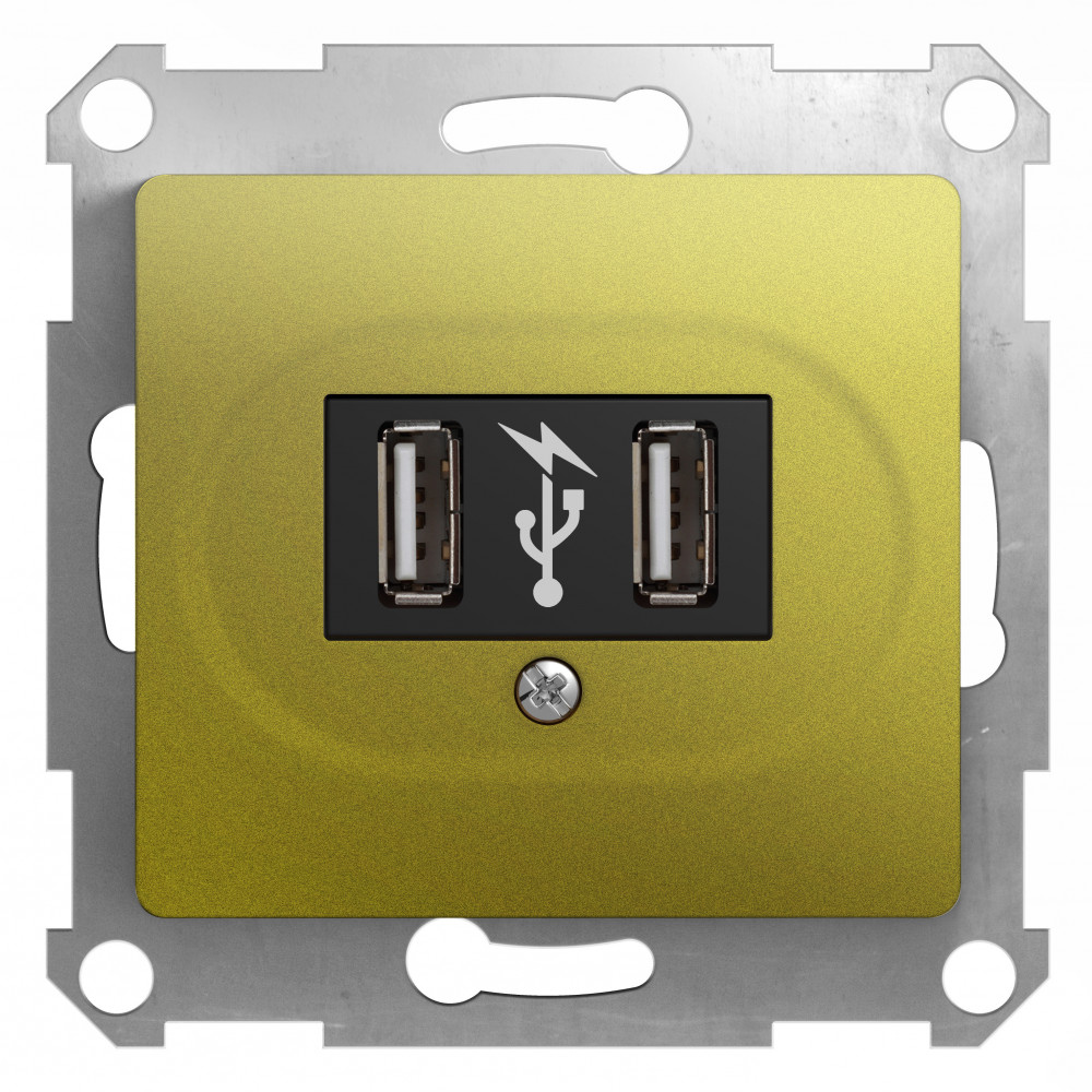 GLOSSA USB РОЗЕТКА, 5В /1400 мА, 2 х 5В /700 мА, механизм, ФИСТАШКОВЫЙ