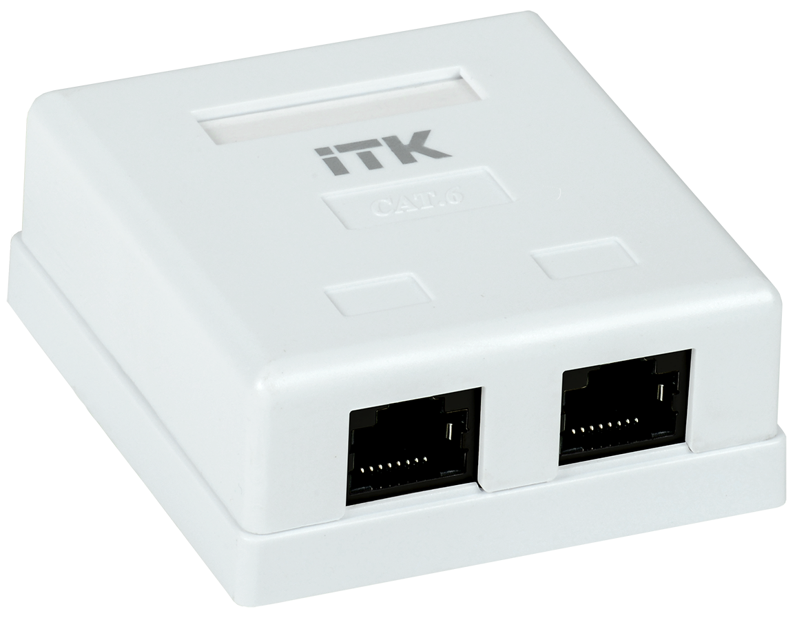 ITK Настенная информационная розетка RJ-45 кат.6 2-порта