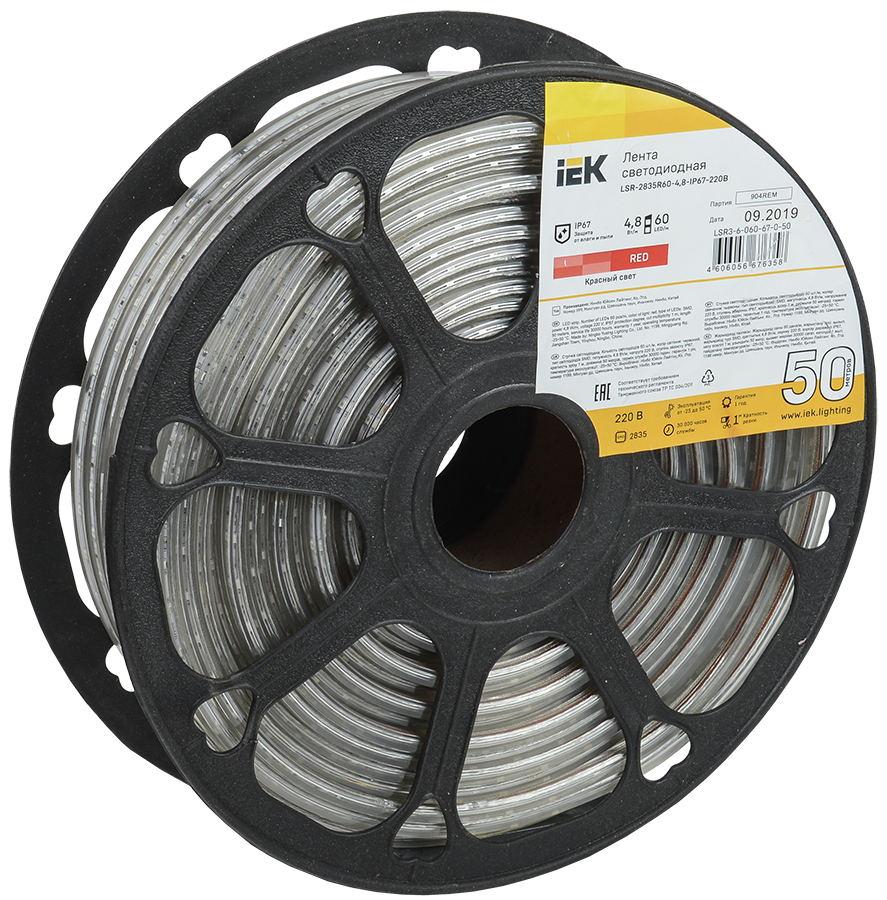Лента светодиодная 50м LSR-2835R60-4,8-IP67-220В IEK