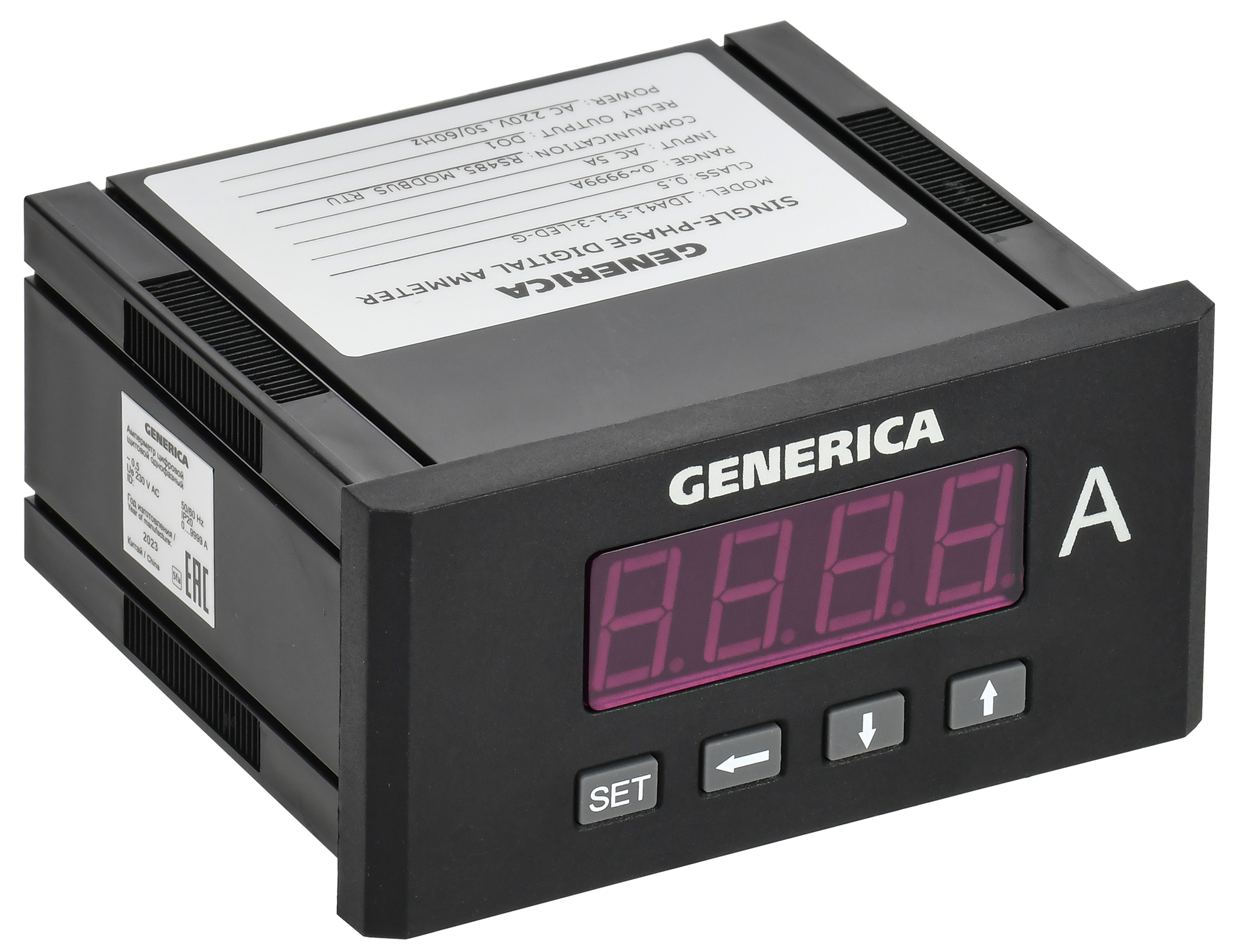 Амперметр цифровой щитовой однофазный DO RS-485 48х96мм LED GENERICA
