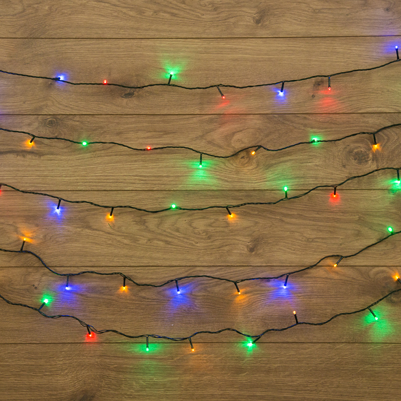 Гирлянда Твинкл Лайт 10 м, темно-зеленый ПВХ, 80 LED, цвет мультиколор