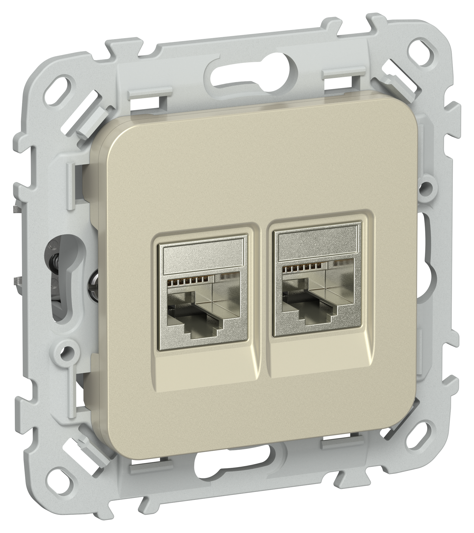 FLITE Розетка 2-местная RJ45/RJ11 категория 5Е/3 STP РКТ5е/3-2-1-ФлШ шампань IEK