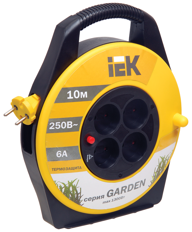 GARDEN Катушка УК10 4 места без заземления с термозащитой 2х0,75мм2 10м IEK