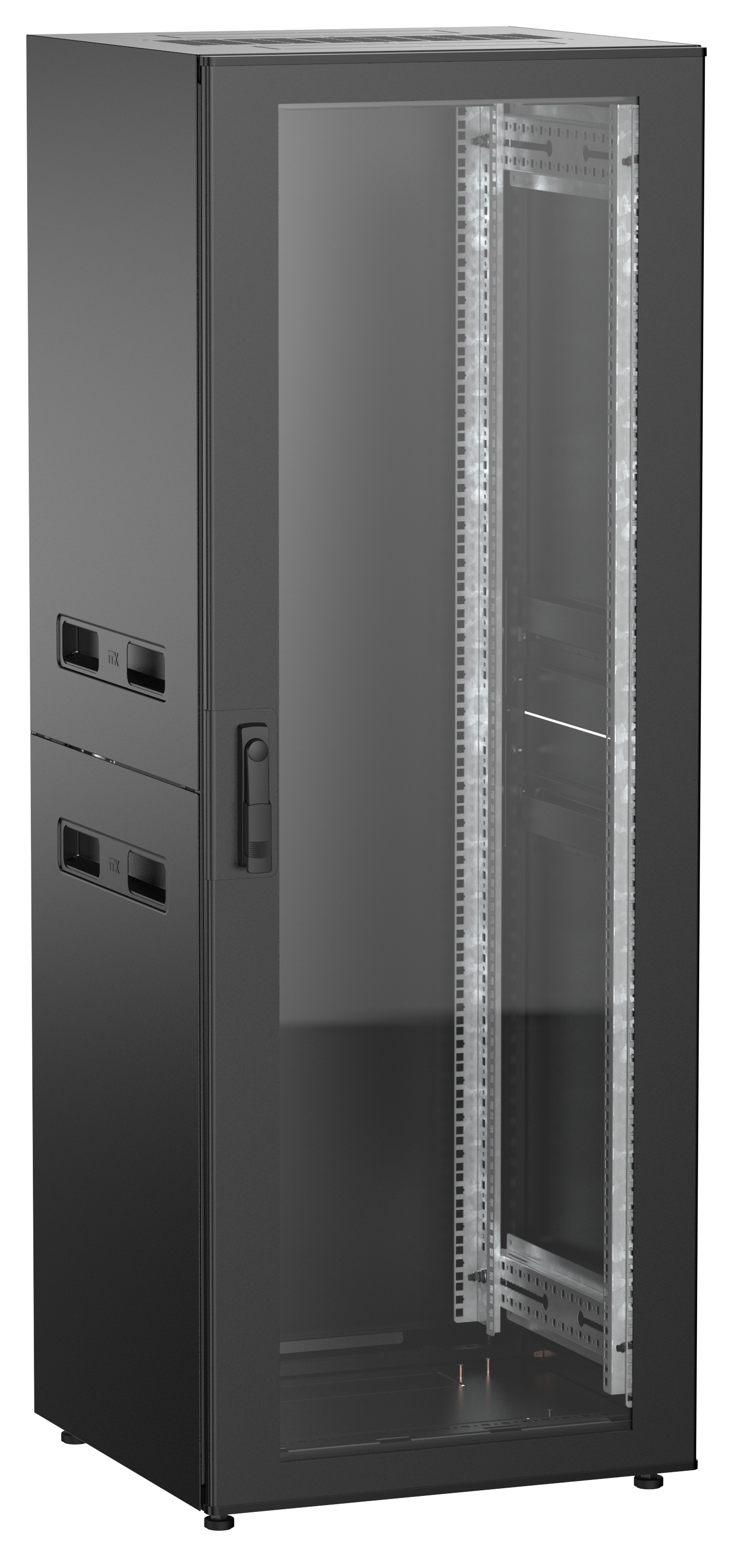 ITK UNITBOX N Шкаф сетевой 19" напольный 33U 600х600мм стеклянная передняя дверь черный