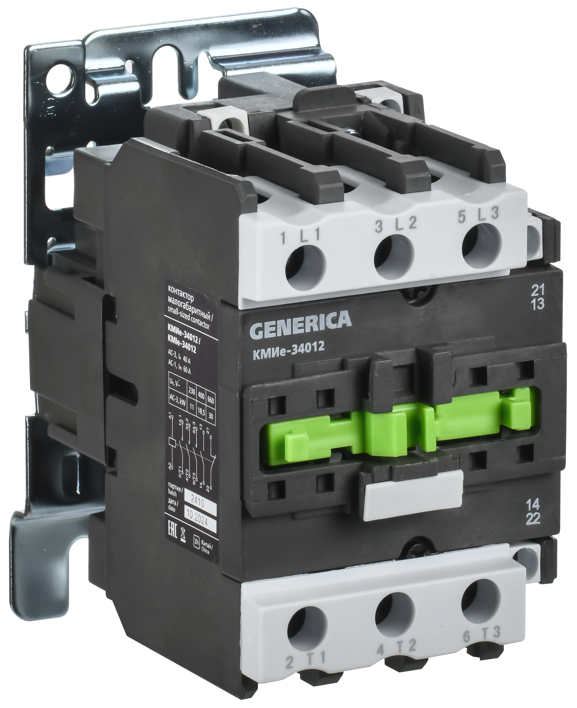 Контактор КМИе-34012 40А 110В/АС3 1NO;1NC GENERICA