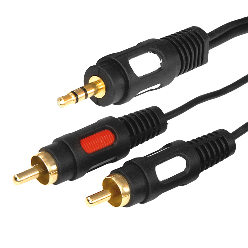 Шнур стерео 3,5мм – 2 RCA, 3м, позолоченный REXANT