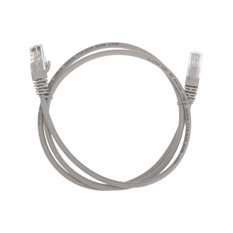 Шнур коммутационный патч-корд U/UTP, CAT 5e, RJ45-RJ45, 26AWG, LSZH, серый, 1м REXANT
