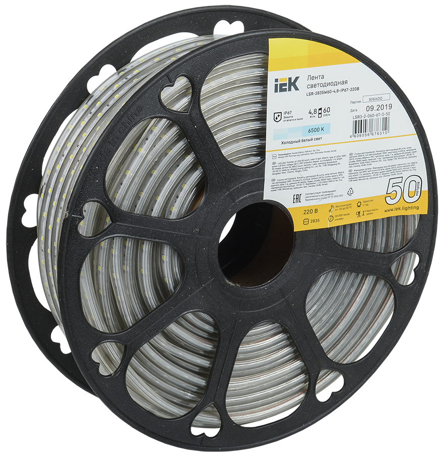 Лента светодиодная 50м LSR-2835W60-4,8-IP67-220В IEK