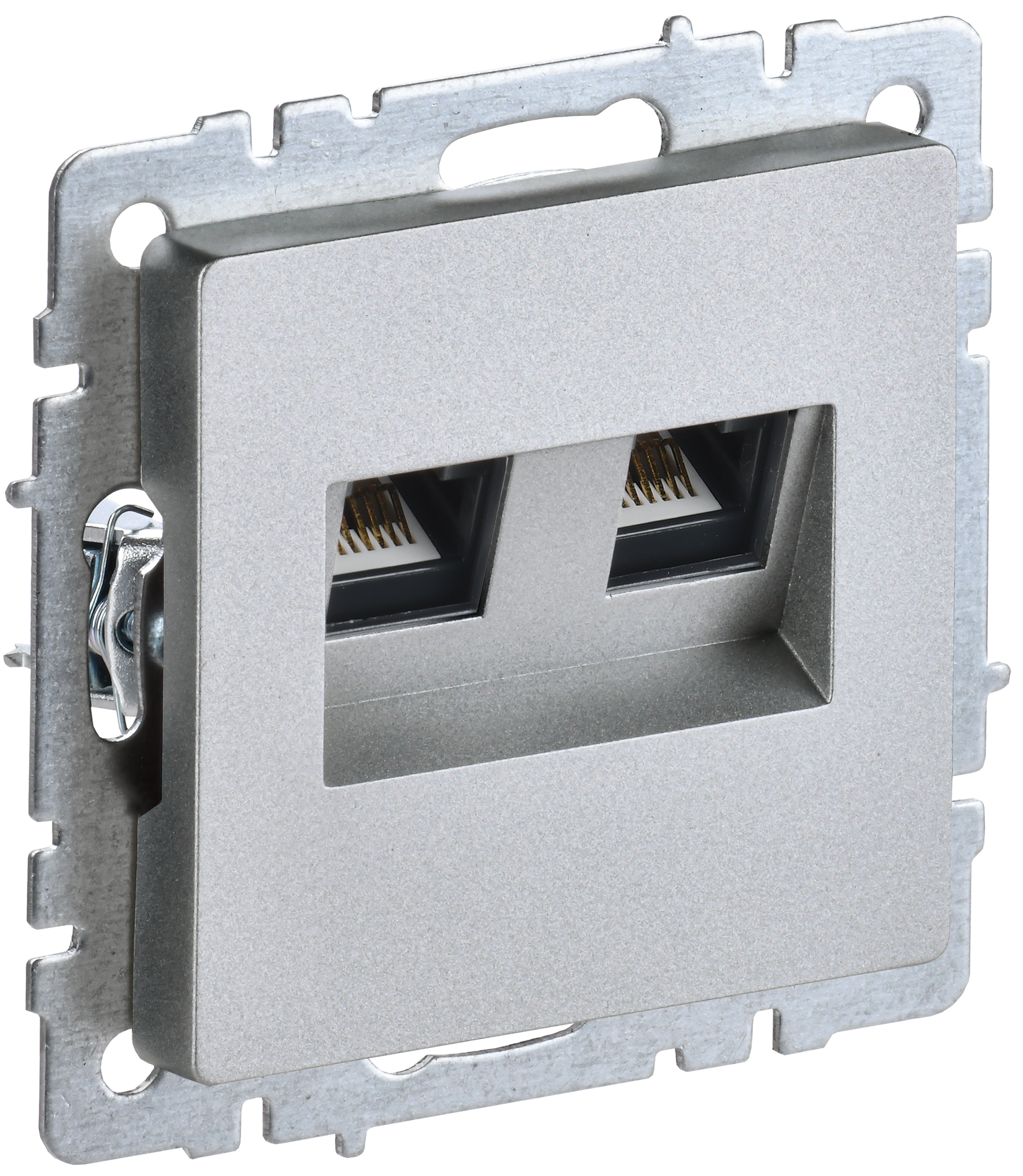 BRITE Розетка компьютерная двойная RJ45 кат.6 РК11-2-БрА алюминий IEK