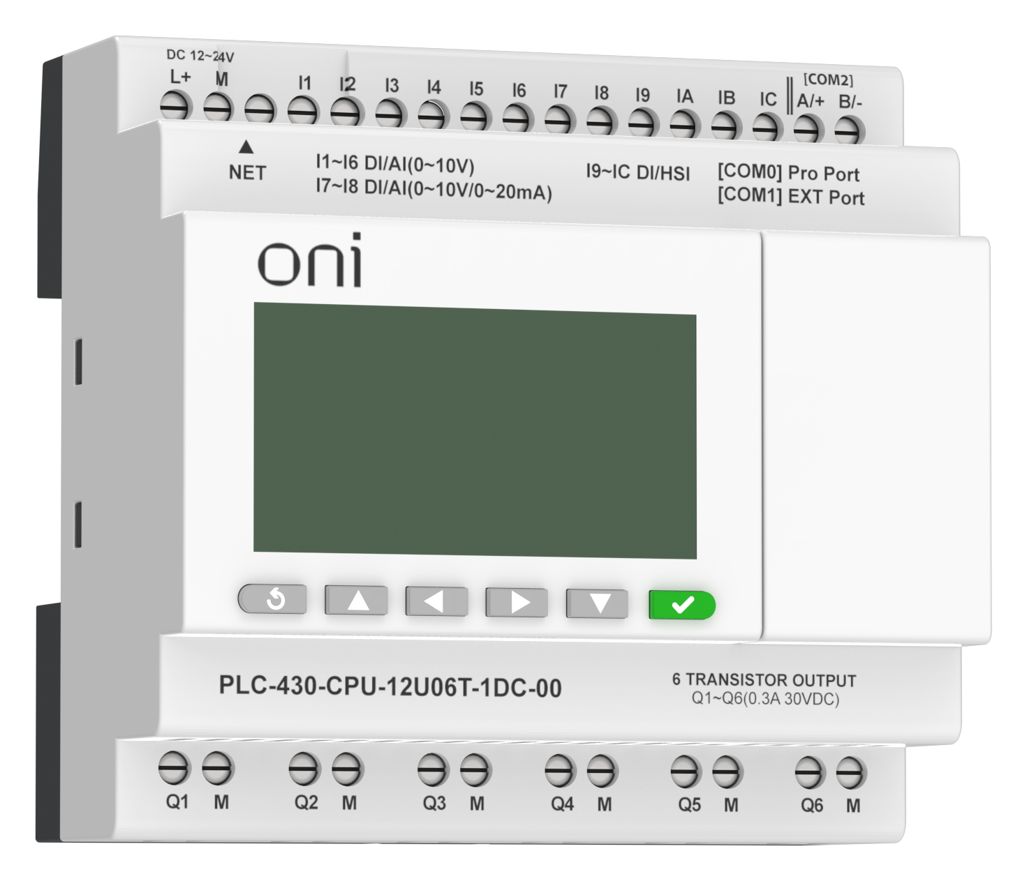 ПЛК 430 Модуль ЦПУ 4 DI 6 UI (0-10 В/DI) 2 UI (0-10 В/0-20 мА/DI) 6 TO 24В DC с Ethernet портом с экраном ONI