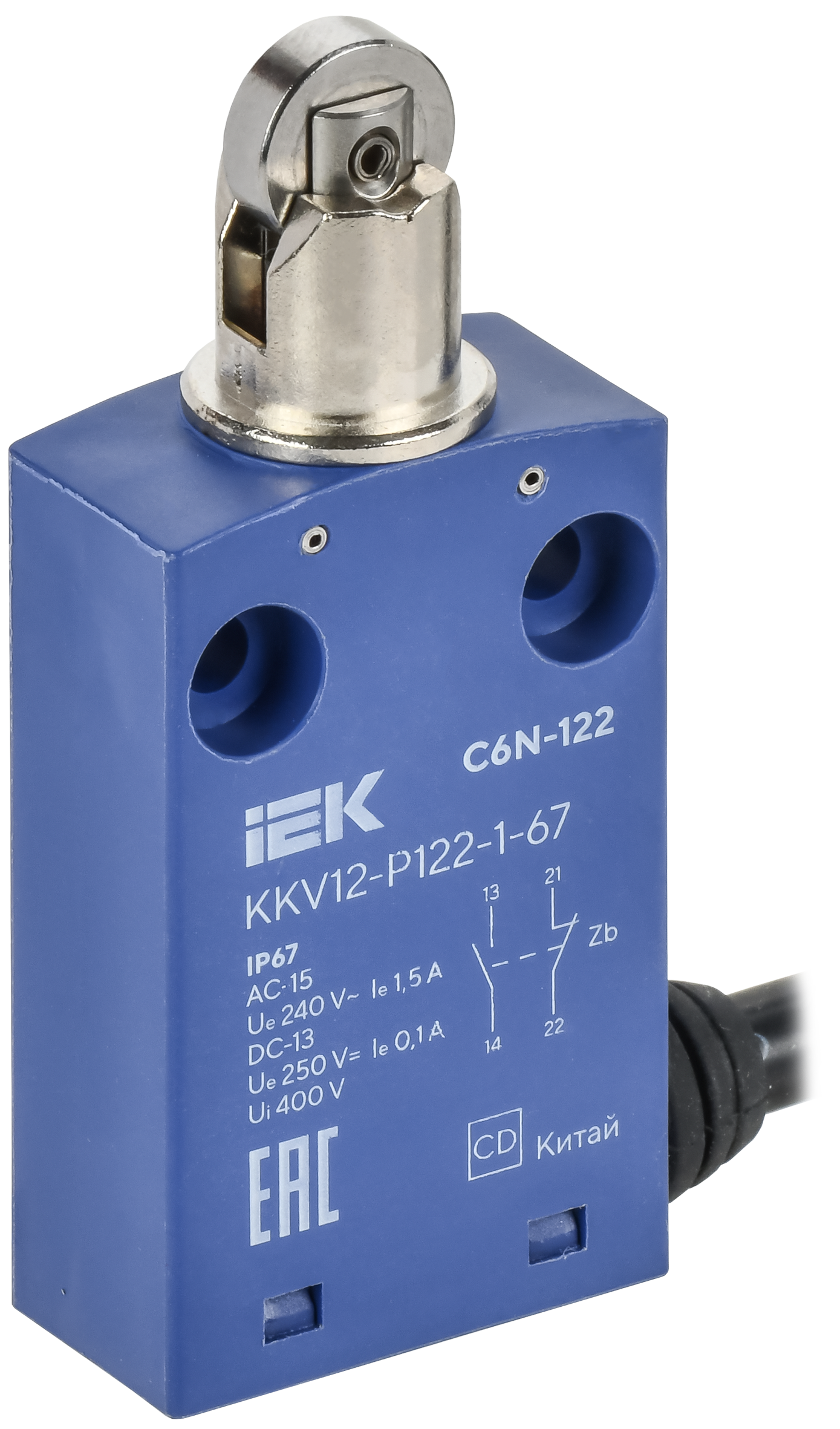 Выключатель концевой C6N-122 толкатель с нажимным роликом IP67 IEK