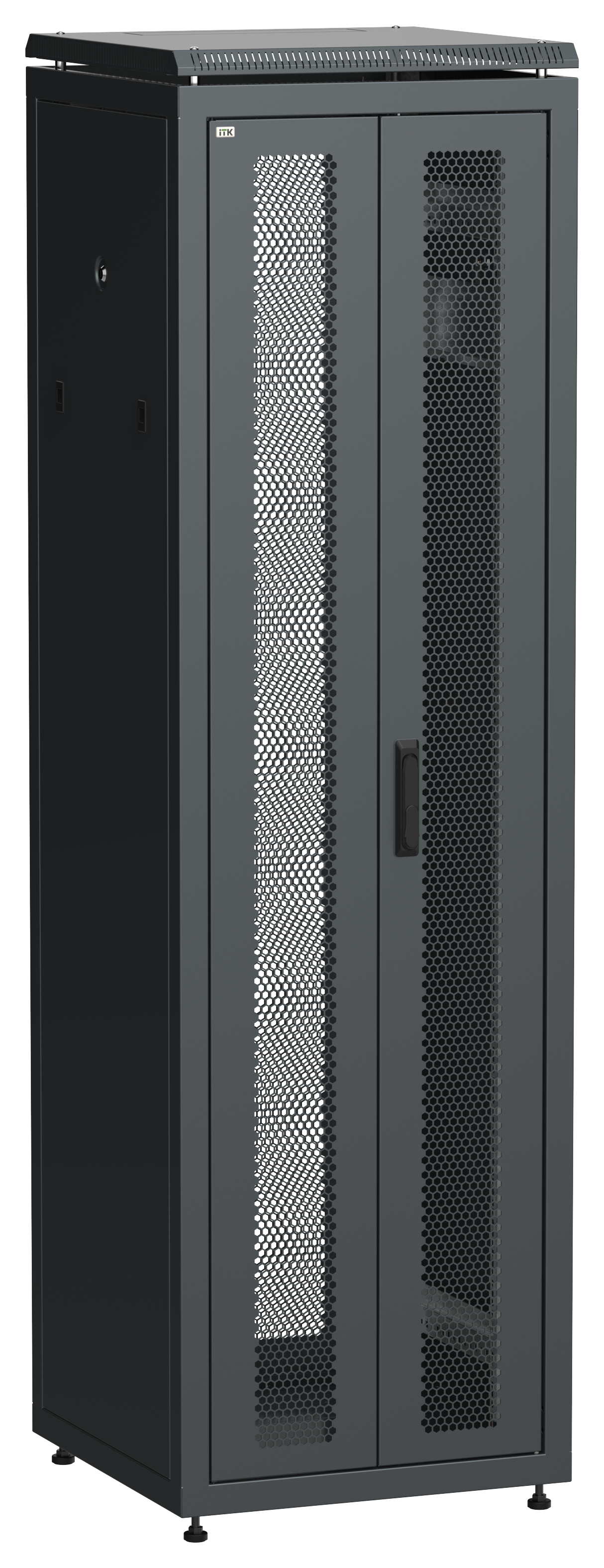 ITK LINEA N Шкаф сетевой 19" 42U 600х600мм двери передняя перфорированная задняя двустворчатая перфорированная черный