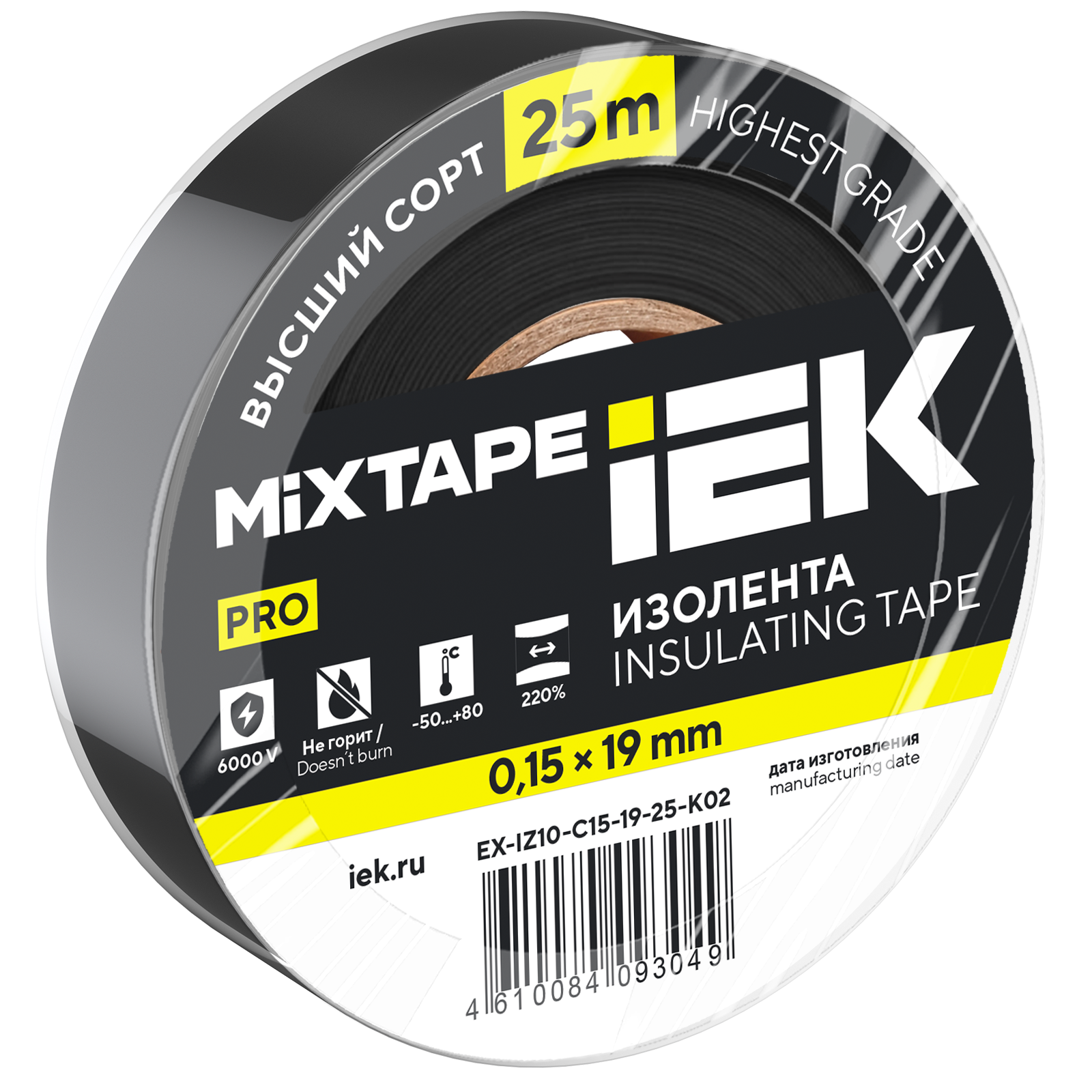 MIXTAPE PRO Изолента 0,15х19мм черная 25м IEK