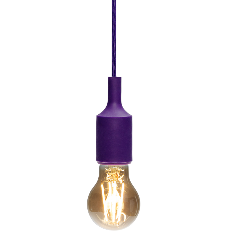 Патрон E27 силиконовый со шнуром 1м фиолетовый REXANT