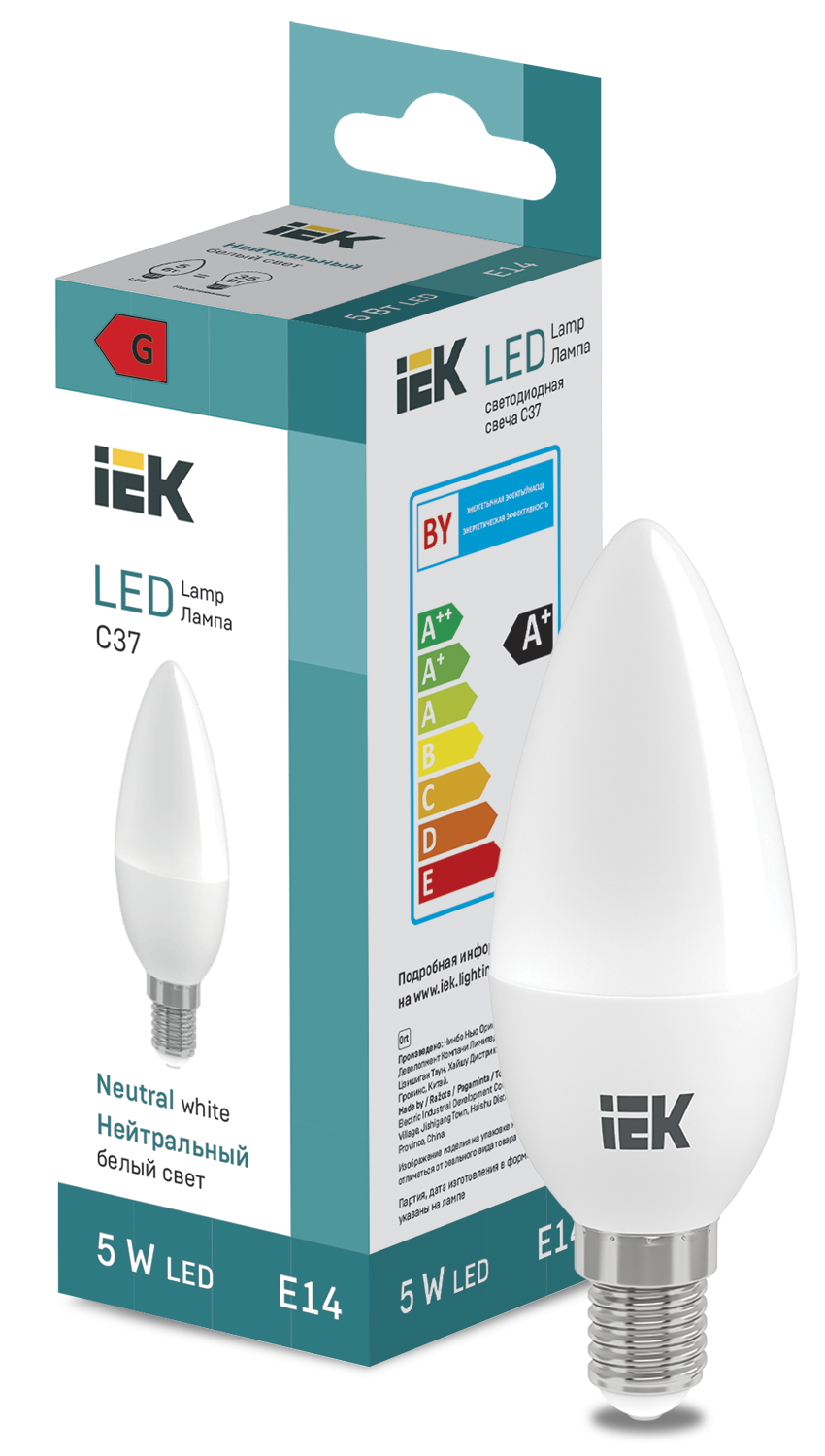 LED Candle C37 400lm 4000K E14 IEK