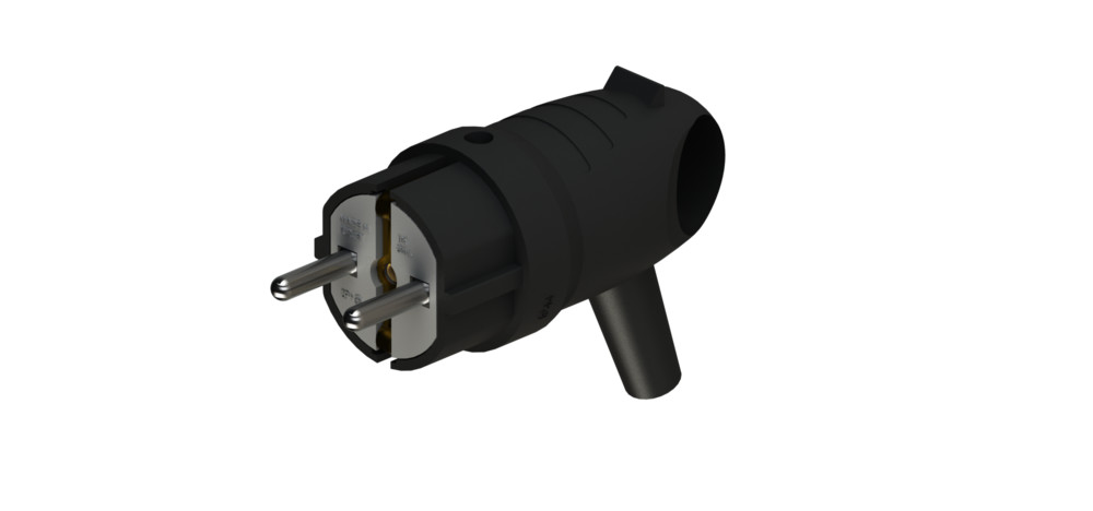 MultiSet Вилка 2К+З угловая каучуковая 16А/250В IP44 Чёрная
