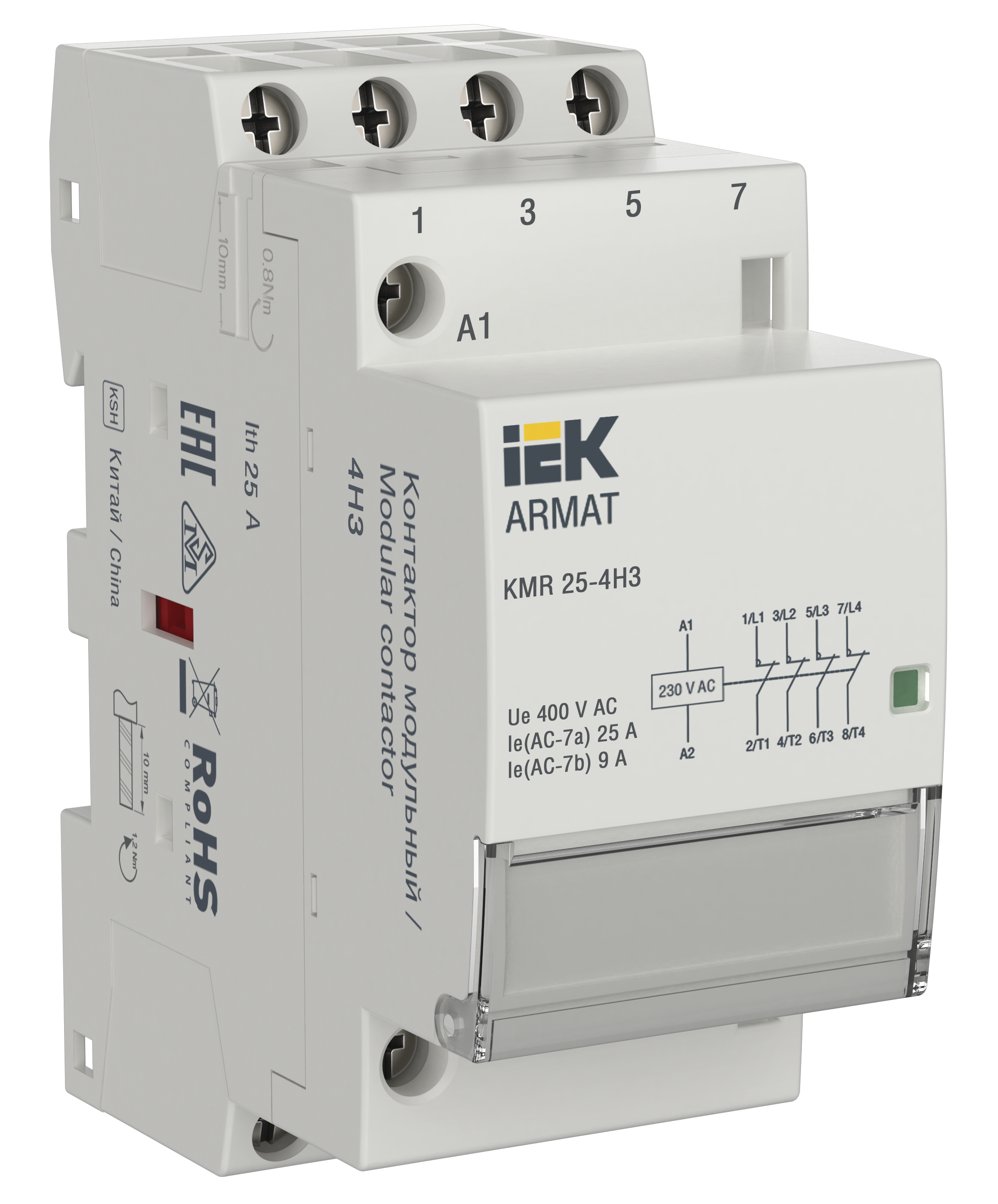 ARMAT Контактор модульный KMR 25А 230В AC 4НЗ IEK