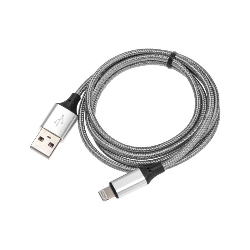 Кабель USB-A – Lightning, 2,4А, 1м, нейлон, серый REXANT