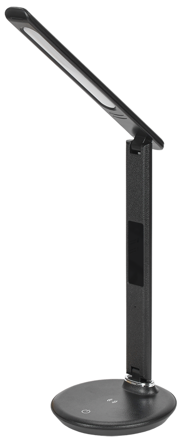 Светильник светодиодный настольный 2011 7Вт на подставке QI-заряд USB-выход кожа черный IEK