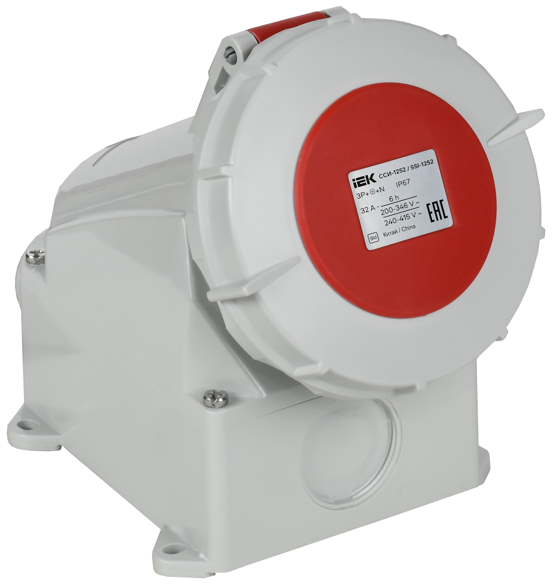 Розетка стационарная ССИ-1252 32А-6ч 380В 3P+PE+N IP67 IEK